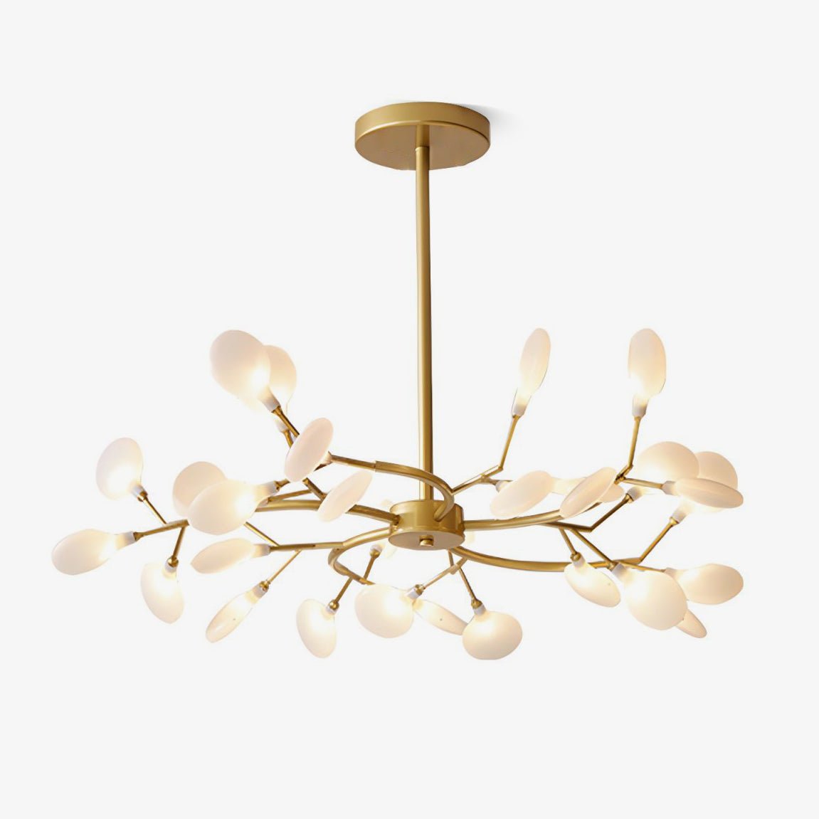 Branching Sputnik Chandelier With Frosted Teardrop Glass Shades