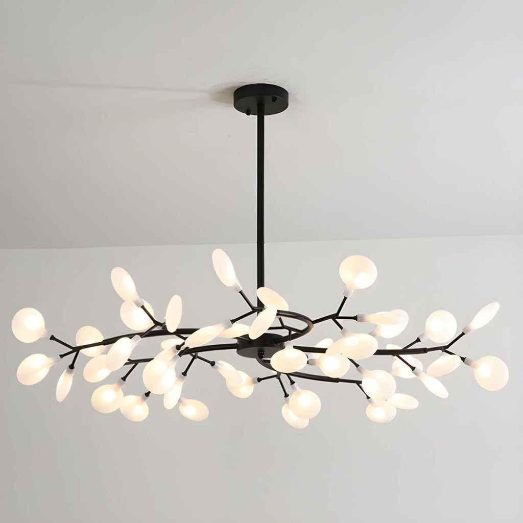 Branching Sputnik Chandelier With Frosted Teardrop Glass Shades