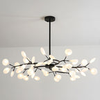 Branching Sputnik Chandelier With Frosted Teardrop Glass Shades