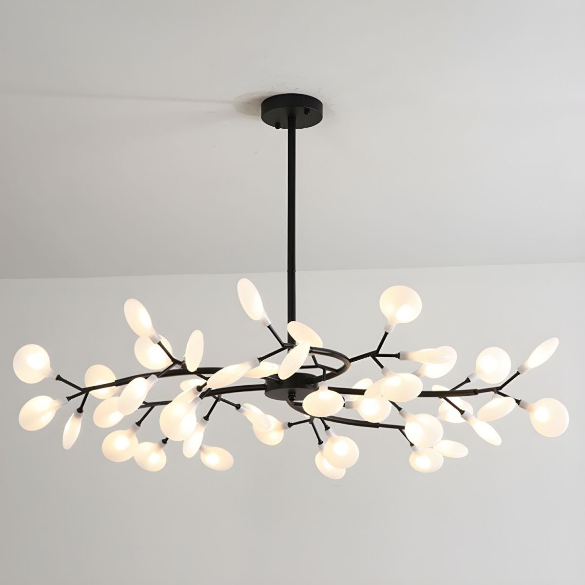 Branching Sputnik Chandelier With Frosted Teardrop Glass Shades