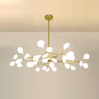 Branching Sputnik Chandelier With Frosted Teardrop Glass Shades