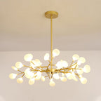 Branching Sputnik Chandelier With Frosted Teardrop Glass Shades