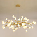 Branching Sputnik Chandelier With Frosted Teardrop Glass Shades