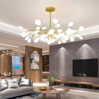 Branching Sputnik Chandelier With Frosted Teardrop Glass Shades