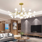 Branching Sputnik Chandelier With Frosted Teardrop Glass Shades