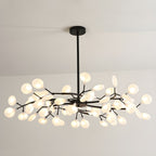 Branching Sputnik Chandelier With Frosted Teardrop Glass Shades