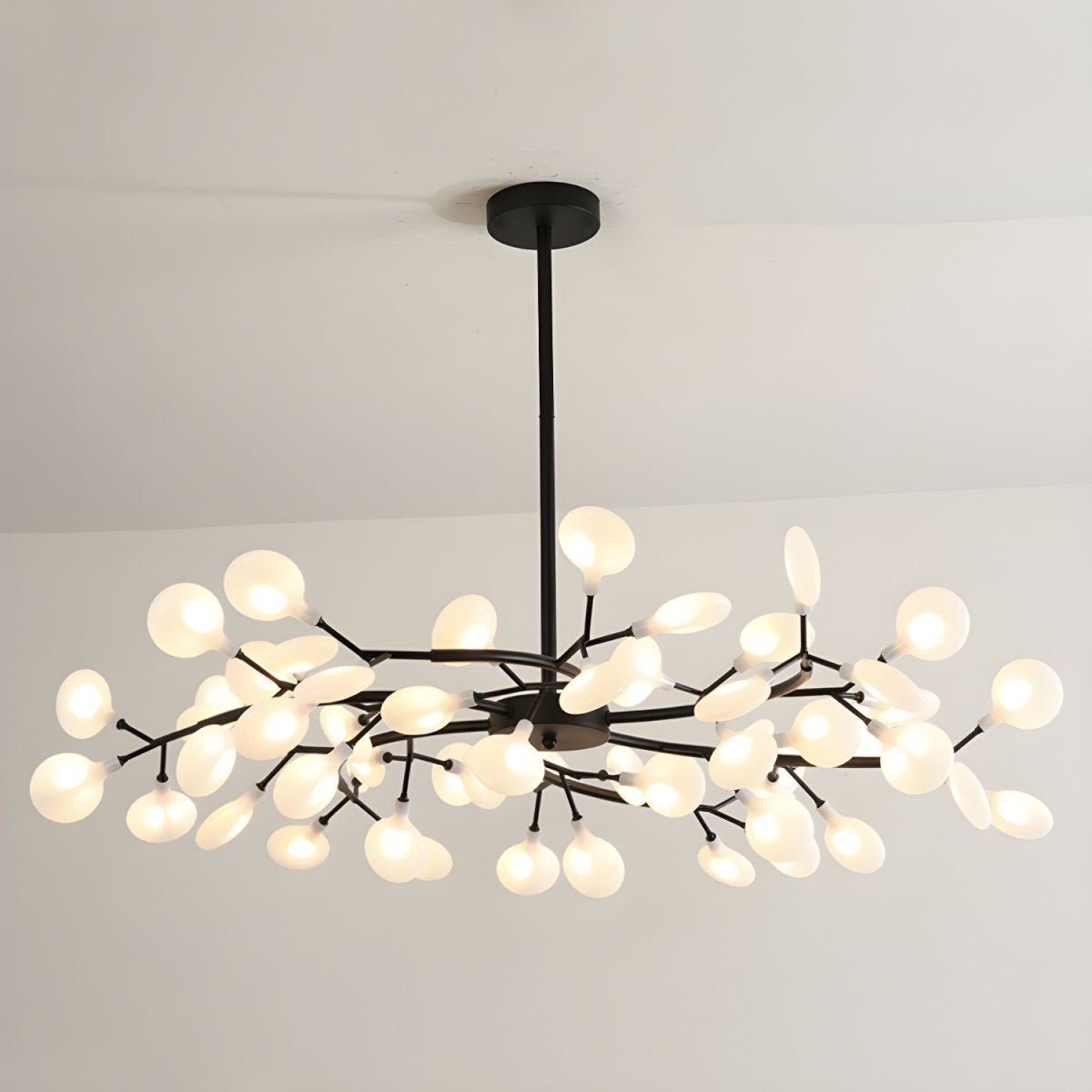Branching Sputnik Chandelier With Frosted Teardrop Glass Shades