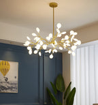 Branching Sputnik Chandelier With Frosted Teardrop Glass Shades