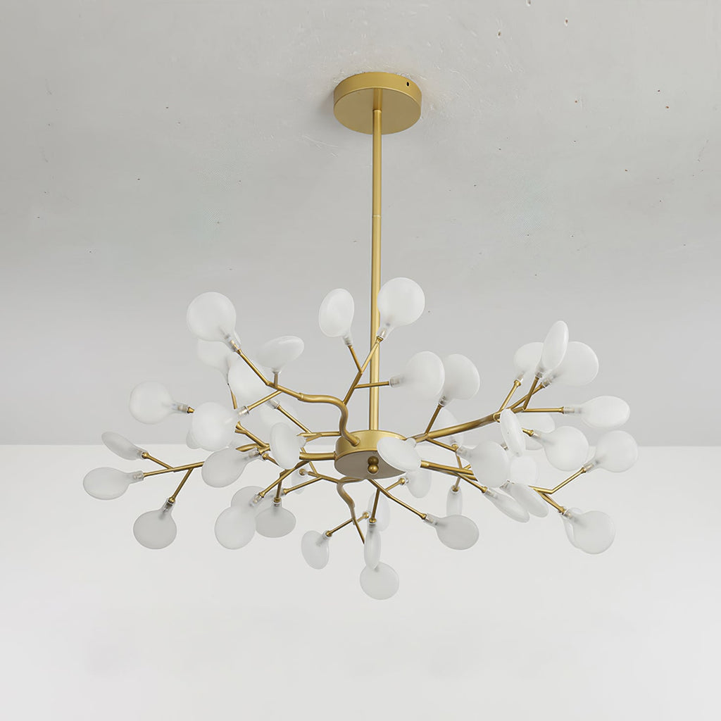 Branching Sputnik Chandelier With Frosted Teardrop Glass Shades