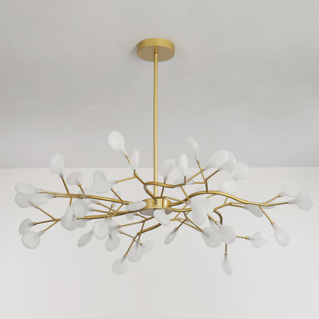 Branching Sputnik Chandelier With Frosted Teardrop Glass Shades