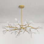Branching Sputnik Chandelier With Frosted Teardrop Glass Shades