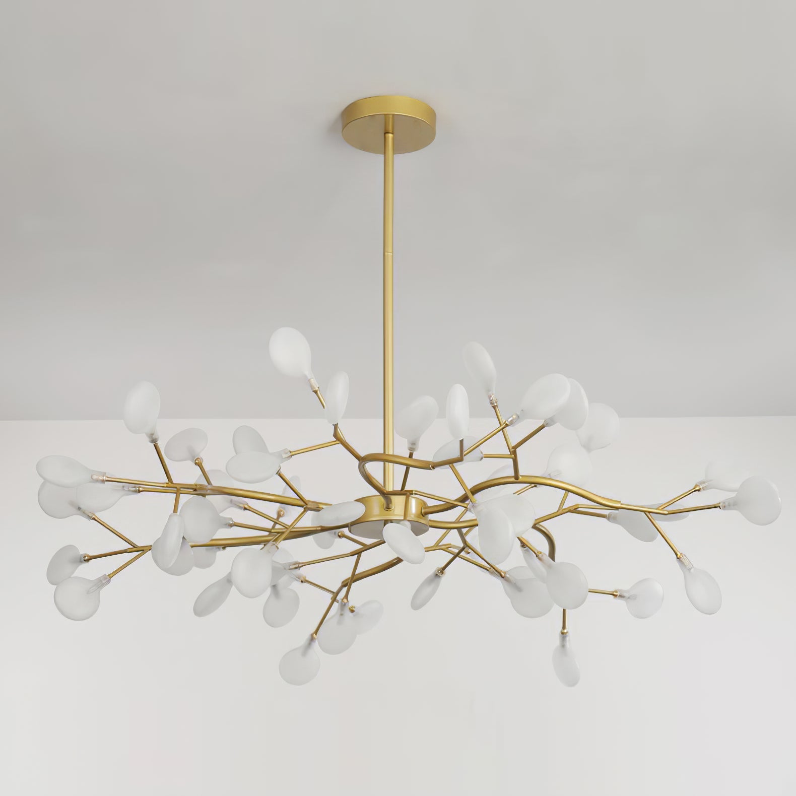 Branching Sputnik Chandelier With Frosted Teardrop Glass Shades