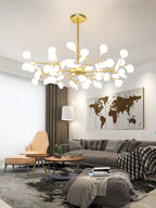 Branching Sputnik Chandelier With Frosted Teardrop Glass Shades