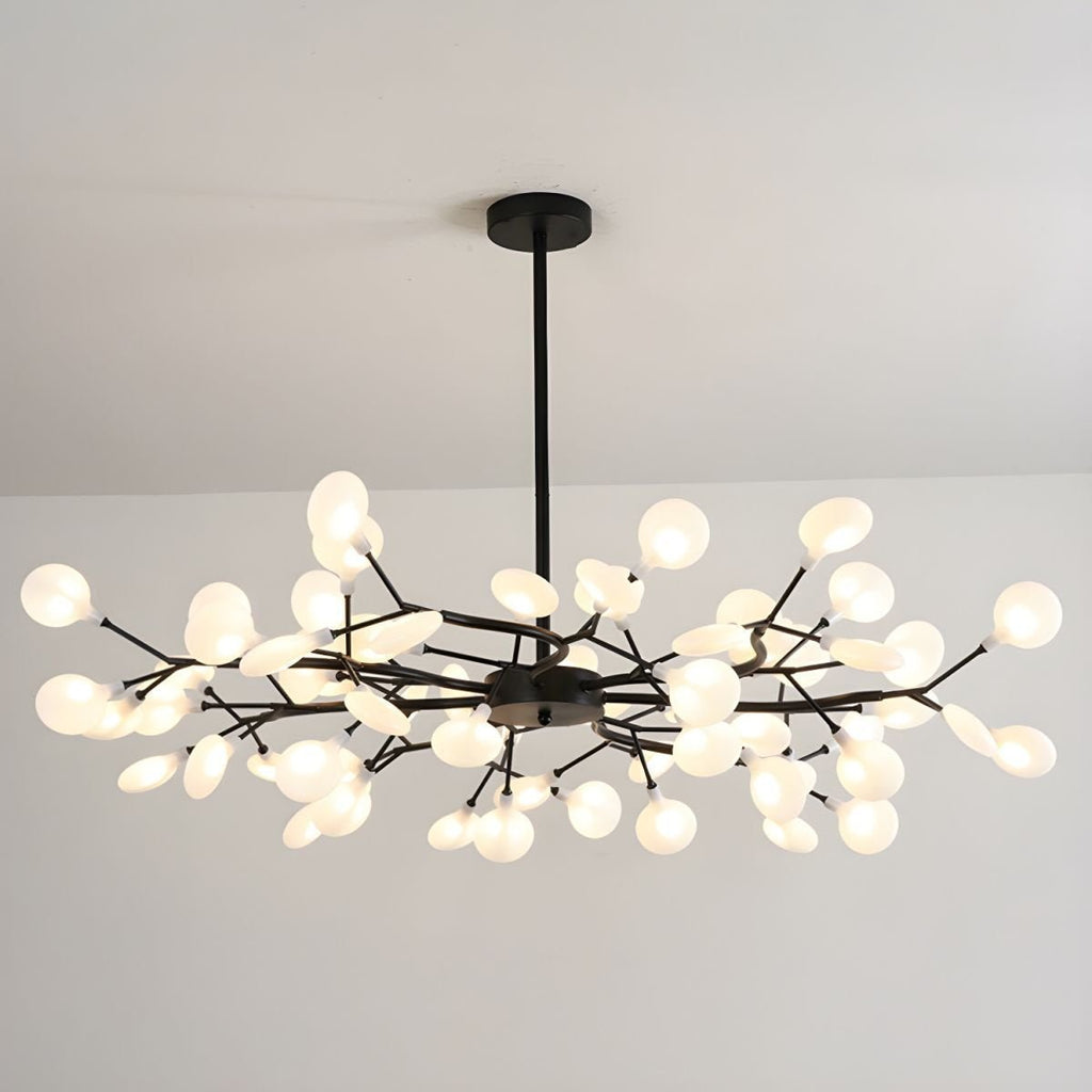 Branching Sputnik Chandelier With Frosted Teardrop Glass Shades