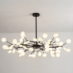 Branching Sputnik Chandelier With Frosted Teardrop Glass Shades