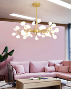 Branching Sputnik Chandelier With Frosted Teardrop Glass Shades