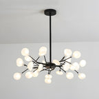 Branching Sputnik Chandelier With Frosted Teardrop Glass Shades