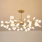 Branching Sputnik Chandelier With Frosted Teardrop Glass Shades