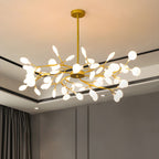Branching Sputnik Chandelier With Frosted Teardrop Glass Shades