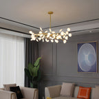 Branching Sputnik Chandelier With Frosted Teardrop Glass Shades
