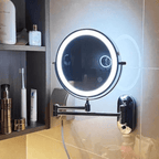 LED Magnifying Makeup Mirror Wall-Mounted Rechargeable Illuminated Vanity Mirror with Touch Control and Extendable Arm
