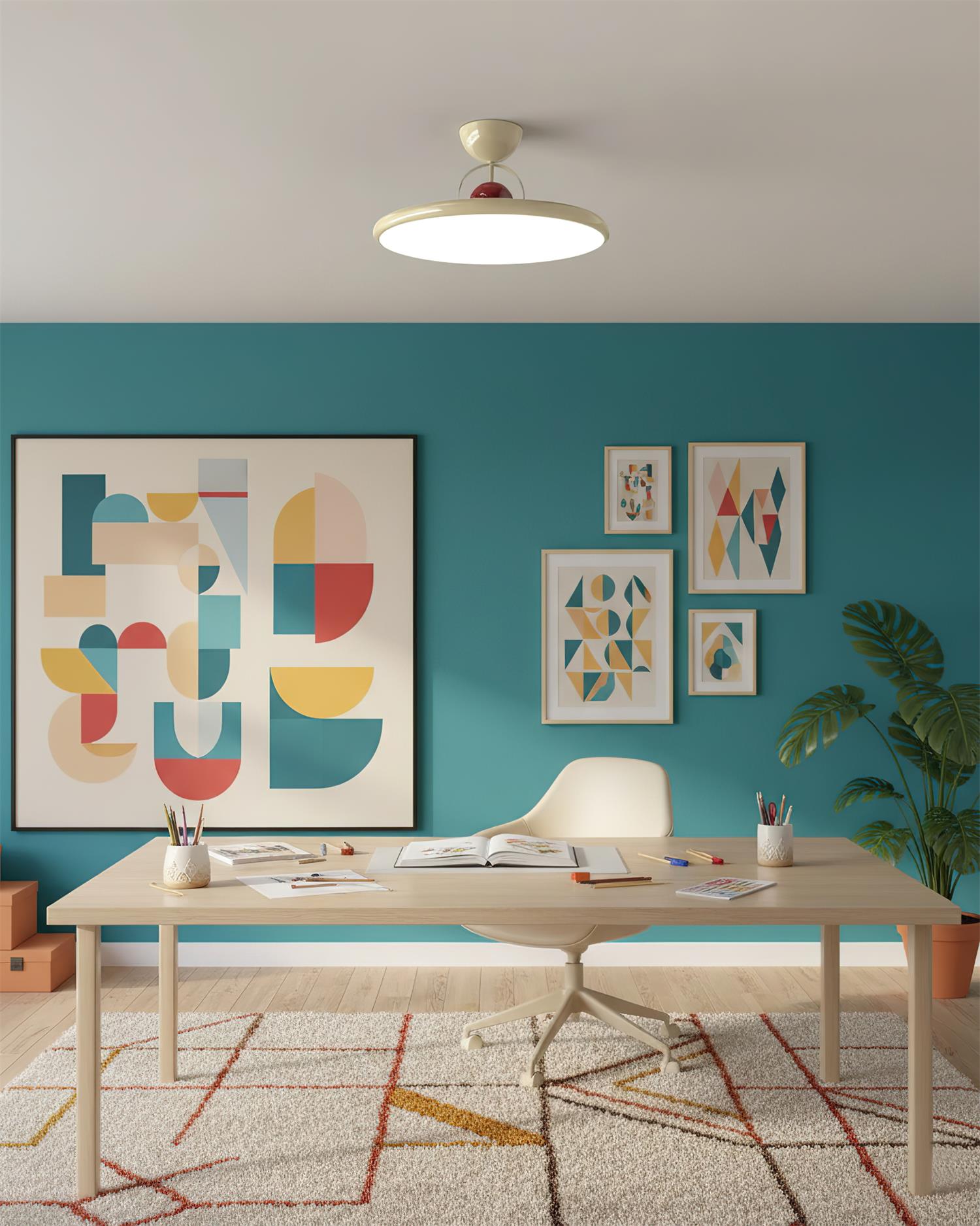 Floating Disc Ceiling Light With Offset Canopy