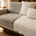 Embossed Plush Sofa Cover Non Slip Couch Protector with Botanical Leaf Pattern and Silicone Grip Backing Pet Friendly Sofa Seat Cover for Living Room