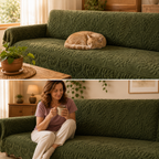 Embossed Plush Sofa Cover Non Slip Couch Protector with Botanical Leaf Pattern and Silicone Grip Backing Pet Friendly Sofa Seat Cover for Living Room
