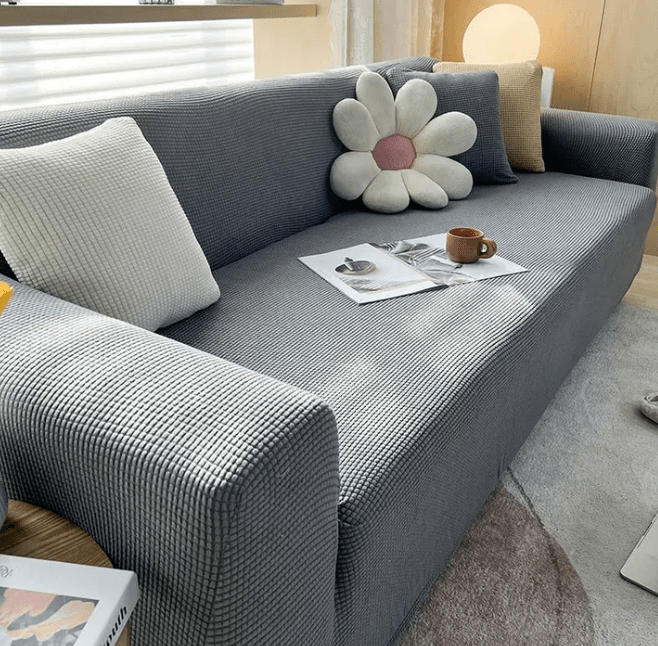Non-Slip Stretch Sofa Cover Jacquard Elastic Couch Slipcover Soft Machine Washable Furniture Protector Against Pet Hair and Stains