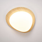 Pebble Round Flush Mount Ceiling Light With Wood-Trim Rim