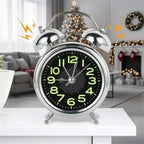 Loud Twin Bell Alarm Clock Retro Metal Analogue Bedside Clock with Silent Non-Ticking Movement | Night Light and Luminous Dial for Heavy Sleepers