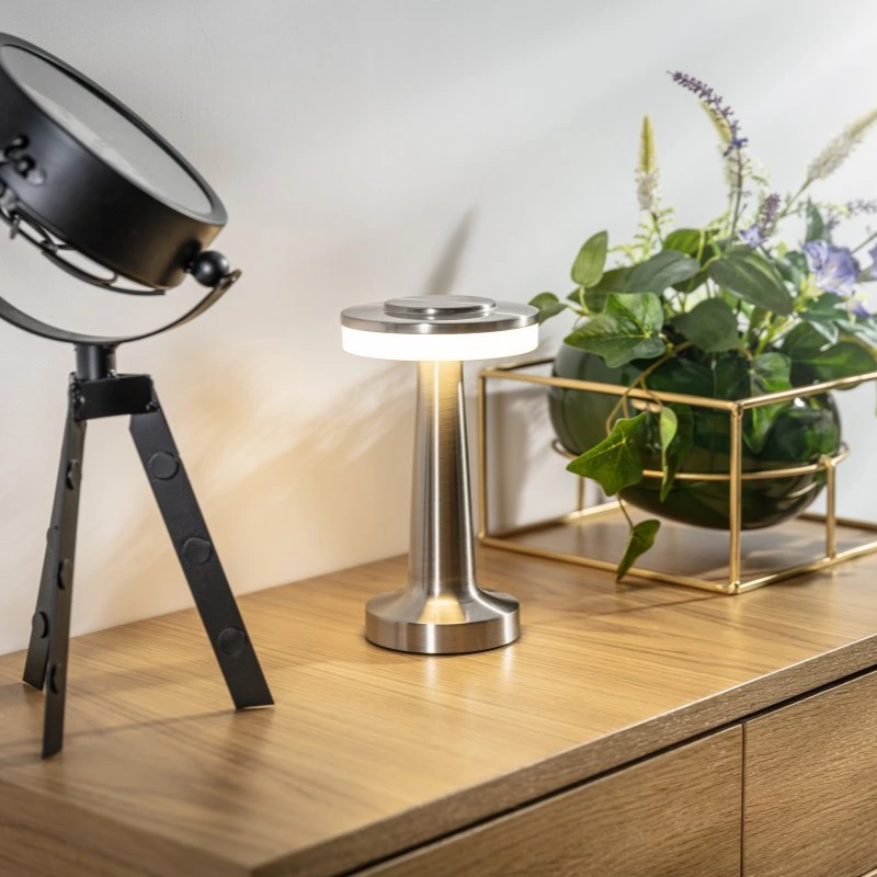 Cordless Table Lamp Rechargeable LED Retro Metal Mushroom Lamp Dimmable with Adjustable Colour Temperature for Restaurant | Dining Table and Bedside