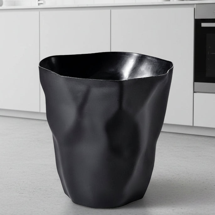 Crumpled Paper Design Waste Bin Minimalist Irregular Shape Plastic Wastebasket for Bathroom | Bedroom and Office