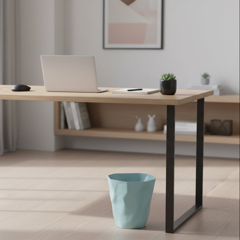 Crumpled Paper Design Waste Bin Minimalist Irregular Shape Plastic Wastebasket for Bathroom | Bedroom and Office