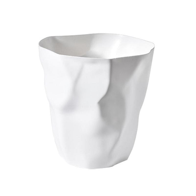 Crumpled Paper Design Waste Bin Minimalist Irregular Shape Plastic Wastebasket for Bathroom | Bedroom and Office