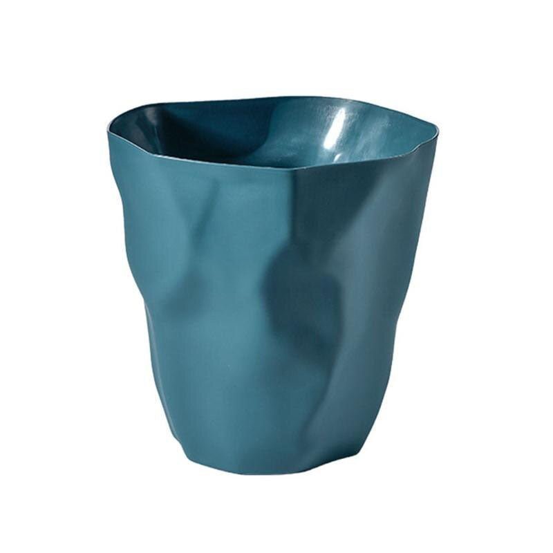 Crumpled Paper Design Waste Bin Minimalist Irregular Shape Plastic Wastebasket for Bathroom | Bedroom and Office