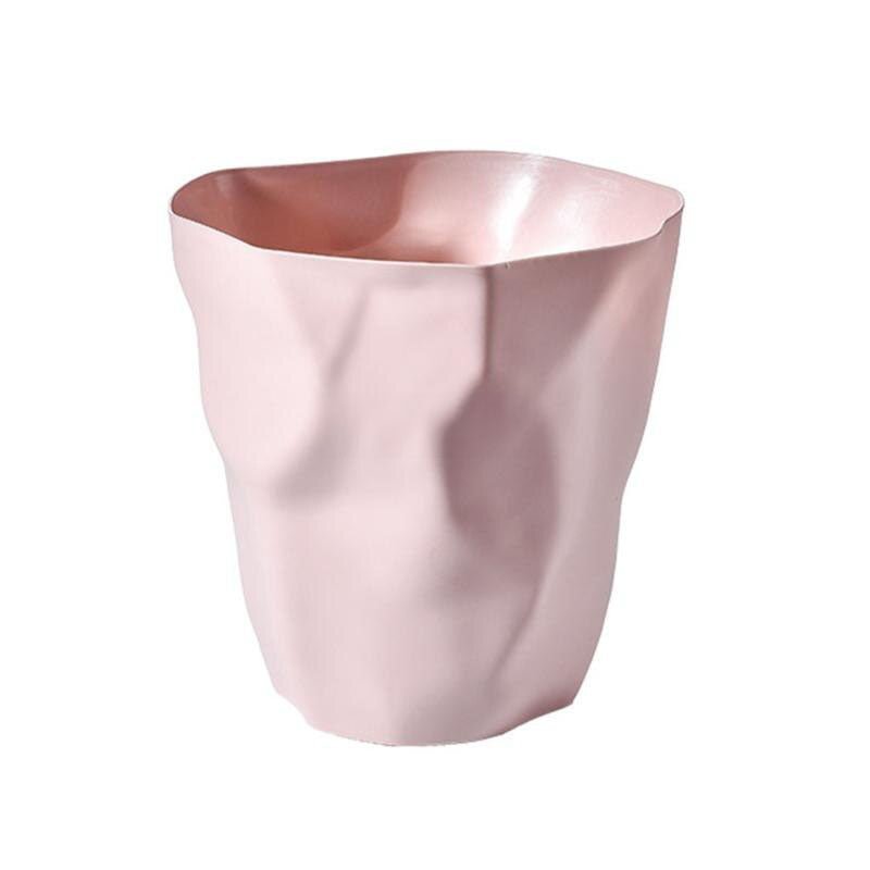 Crumpled Paper Design Waste Bin Minimalist Irregular Shape Plastic Wastebasket for Bathroom | Bedroom and Office