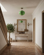 Sculpted Glass Ceiling Light With Brass Accents
