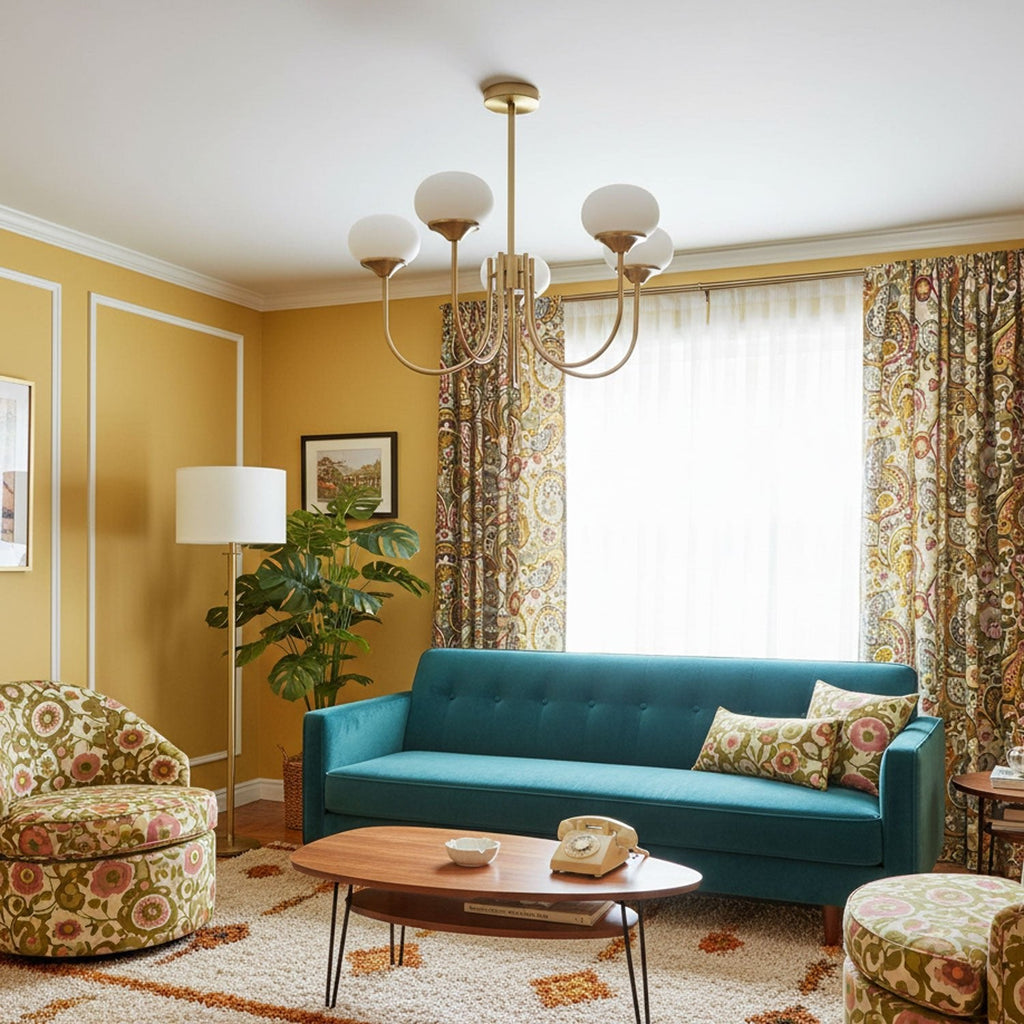 3-Light Glass Globe Chandelier With Brass Frame