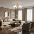 3-Light Glass Globe Chandelier With Brass Frame