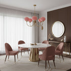 3-Light Glass Globe Chandelier With Brass Frame