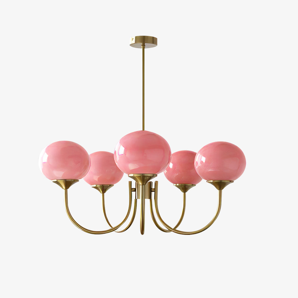 3-Light Glass Globe Chandelier With Brass Frame