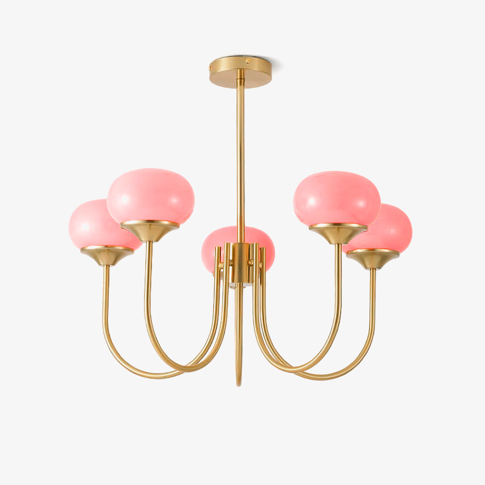 3-Light Glass Globe Chandelier With Brass Frame