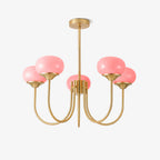 3-Light Glass Globe Chandelier With Brass Frame