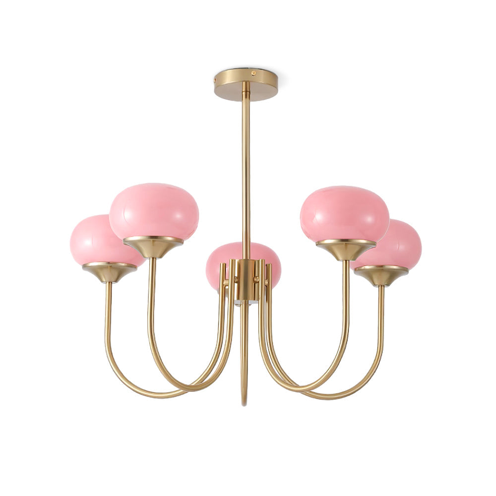3-Light Glass Globe Chandelier With Brass Frame
