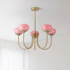 3-Light Glass Globe Chandelier With Brass Frame