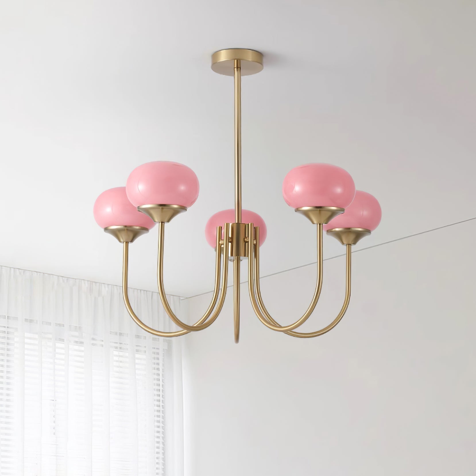 3-Light Glass Globe Chandelier With Brass Frame