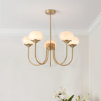 3-Light Glass Globe Chandelier With Brass Frame