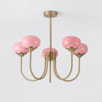 3-Light Glass Globe Chandelier With Brass Frame