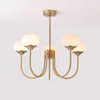 3-Light Glass Globe Chandelier With Brass Frame
